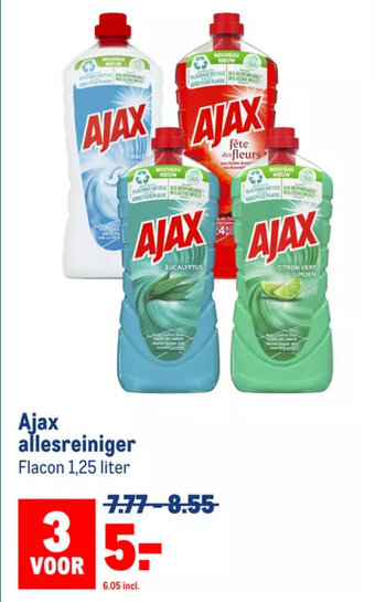 Makro Ajax allesreiniger Flacon 1,25 liter aanbieding