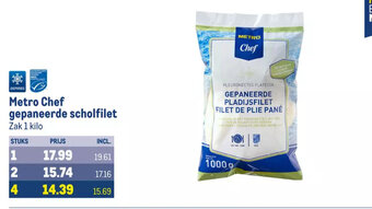 Makro Metro Chef gepaneerde scholfilet Zak 1 kilo aanbieding