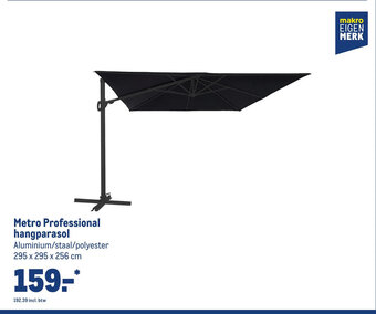 Makro Metro Professional hangparasol Aluminium/staal/polyester 295 x 295 x 256 cm aanbieding