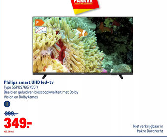 Makro Philips smart UHD led-tv Type 55PUS7607 (55") aanbieding