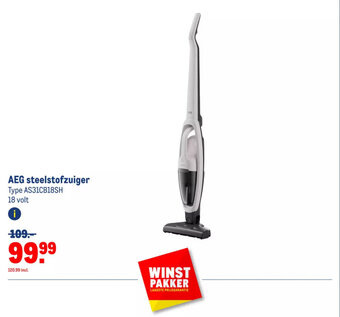 Makro AEG steelstofzuiger Type AS31CB18SH 18 volt aanbieding