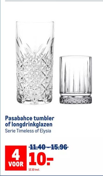 Makro Pasabahce tumbler of longdrinkglazen Serie Timeless of Elysia aanbieding