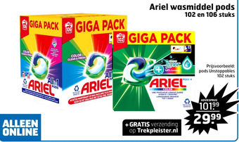 Trekpleister Ariel wasmiddel pods aanbieding