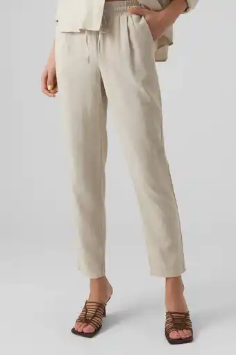 Wehkamp Vero moda straight fit broek vmjesmilo met linnen beige aanbieding