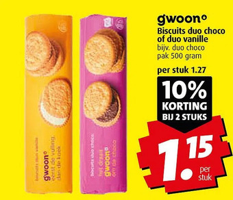 Boni Gwoon biscuits duo choco of duo vanille aanbieding