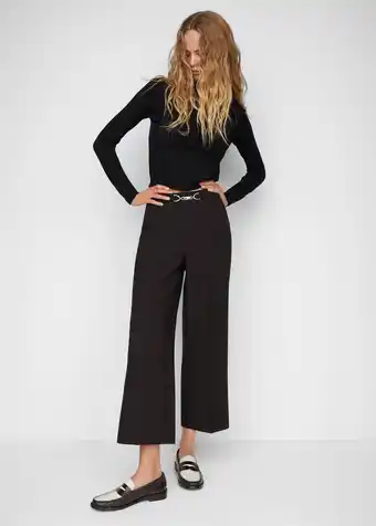 Wehkamp Mango cropped high waist wide leg culotte zwart aanbieding