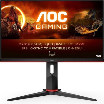 Bol.com Aoc q24g2a - qhd gaming monitor - 165hz - g-sync compatible - 24 inch aanbieding