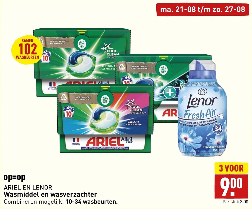 Wasmiddel en wasverzachter aanbieding bij ALDI