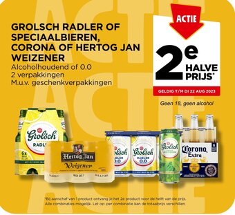 Jumbo GROLSCH RADLER OF SPECIAALBIEREN, CORONA OF HERTOG JAN WEIZENER aanbieding