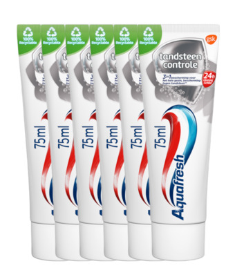 De Online Drogist Aquafresh tandpasta tandsteen controle multiverpakking 6x75ml aanbieding