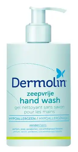 De Online Drogist Dermolin zeepvrije hand wash 400ml aanbieding