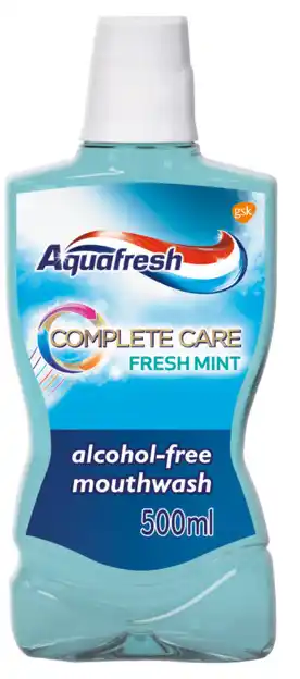 De Online Drogist Aquafresh complete care fresh mint mondwater - voor frisse adem 500ml aanbieding