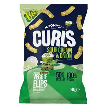 De Online Drogist Moonpop curls sour cream & onion veggie flips 80gr aanbieding