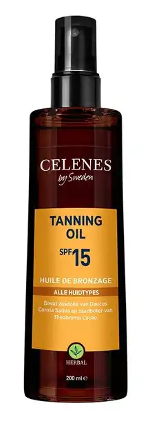 De Online Drogist Celenes by sweden herbal tanning olie all skin type spf15 200ml aanbieding