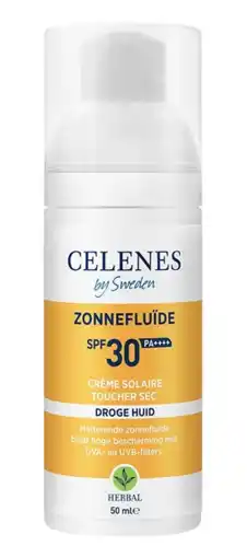 De Online Drogist Celenes by sweden herbal sun dry touch fluïde spf30+ zonnecrème 50ml aanbieding
