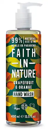 De Online Drogist Faith in nature grapefruit & orange handwash -met pompje 400ml aanbieding
