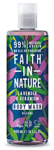 De Online Drogist Faith in nature lavender & geranium bodywash 400ml aanbieding