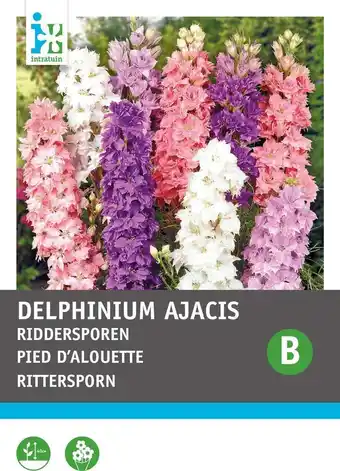 Intratuin Intratuin bloemenzaad ridderspoor dubbel gemengd (delphinium ajacis) aanbieding