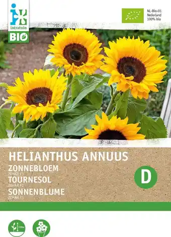Intratuin Biologische intratuin bloemenzaad zonnebloem (helianthus annuus 'zohar f1') aanbieding