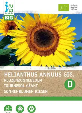 Intratuin Biologische intratuin bloemenzaad reuzenzonnebloem (helianthus annuus 'giganteus') aanbieding
