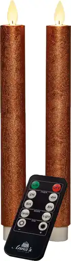 Intratuin Led tafelkaars koper met afstandsbediening d 2,5 h 23 cm 2 stuks aanbieding