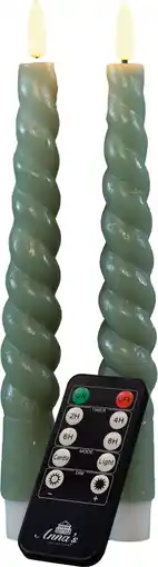 Intratuin Led tafelkaars swirl groen met afstandsbediening d 2,5 h 23 cm 2 stuks aanbieding