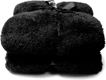 Intratuin Unique living plaid teddy zwart 150 x 200 cm aanbieding