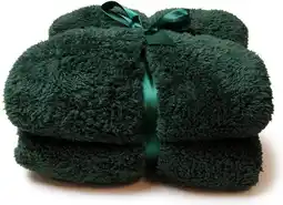 Intratuin Unique living plaid teddy donkergroen 150 x 200 cm aanbieding