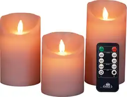 Intratuin Led kaars rustiek 3 stuks met afstandsbediening roze aanbieding