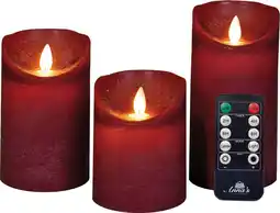 Intratuin Led kaars rustiek bordeaux 3 stuks met afstandsbediening aanbieding