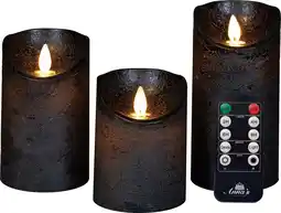 Intratuin Kaarsen met led verlichting op batterijen 3 stuks antraciet aanbieding