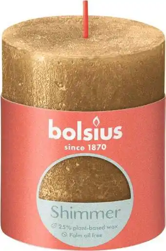 Intratuin Bolsius stompkaars rustiek shimmer goud 35 uur d 6,8 h 8 cm aanbieding