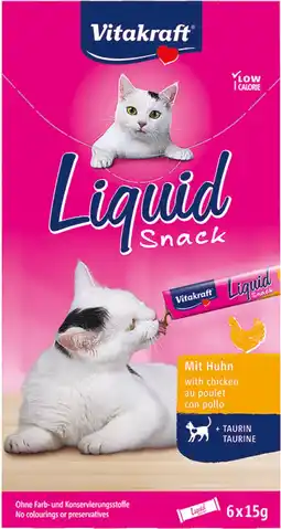 Intratuin Vitakraft kattensnack liquid kip en taurine 15 g 6 stuks aanbieding