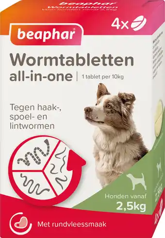 Intratuin Beaphar wormtablet all-in-one hond 2,5-40 kg 4 stuks aanbieding