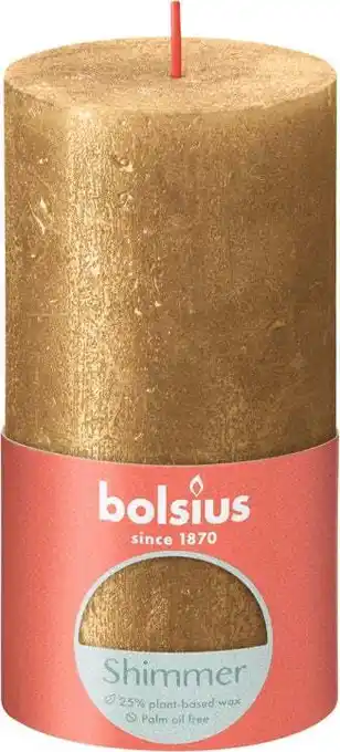 Intratuin Bolsius stompkaars rustiek shimmer goud 60 uur d 6,8 h 13 cm aanbieding
