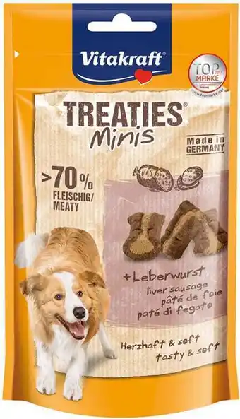 Intratuin Vitakraft hondensnoepjes treaties minis leverworst 48 g aanbieding