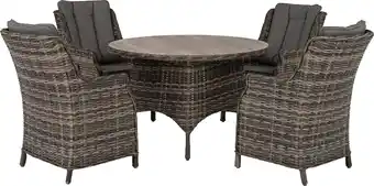 Intratuin Intratuin 4-zits diningset lima wicker bruin / grijs aanbieding