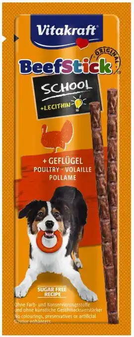 Intratuin Vitakraft hondensnoepjes beef stick school gevogelte 10 stuks aanbieding