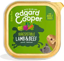 Intratuin Edgard & cooper hondenvoer lam en rund adult 150 g aanbieding