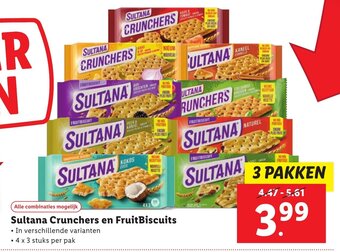 Lidl Sultana Crunchers en Fruit Biscuits aanbieding