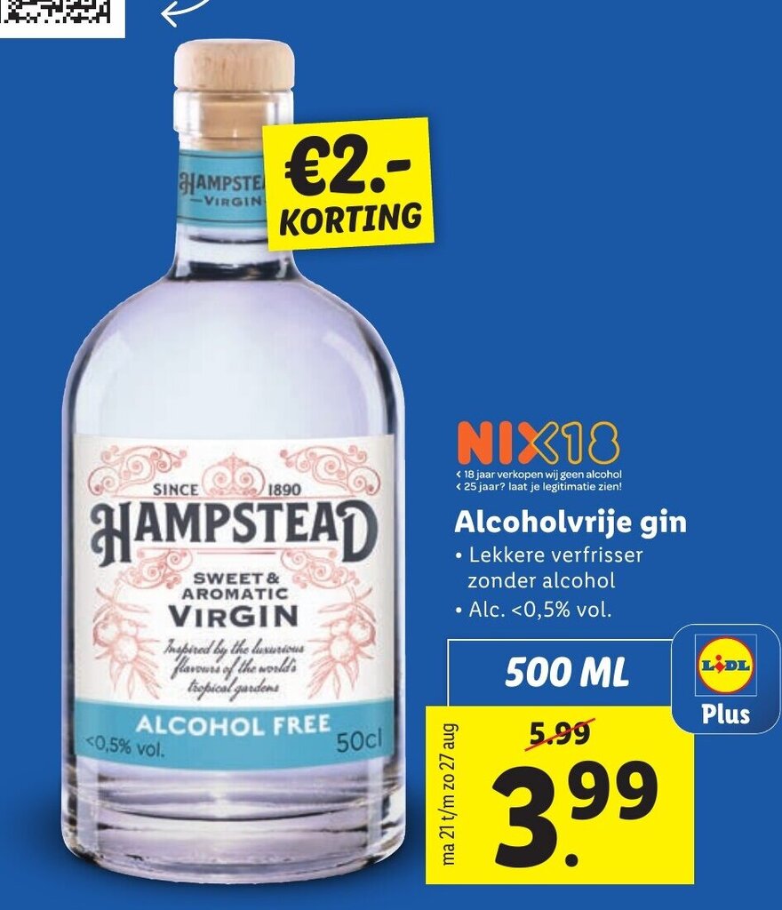 Alcoholvrije gin 500ml aanbieding bij Lidl