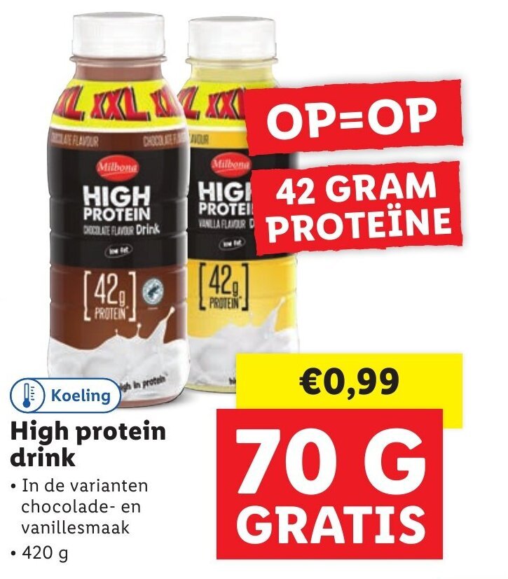 High protein drink 420g aanbieding bij Lidl