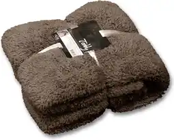 Intratuin Unique living plaid teddy beige / grijs 150 x 200 cm aanbieding