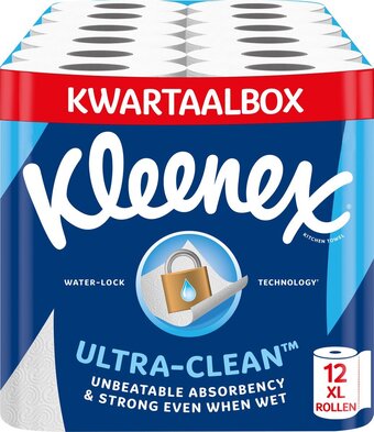 Bol.com Kleenex keukenpapier - keukenrol ultra clean  - 12 maxi xl rollen - voordeelverpakking aanbieding
