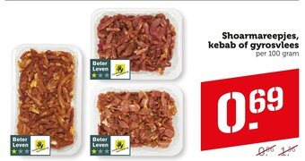 Coop Shoarmareepjes, kebab of gyrosvlees per 100 gram aanbieding