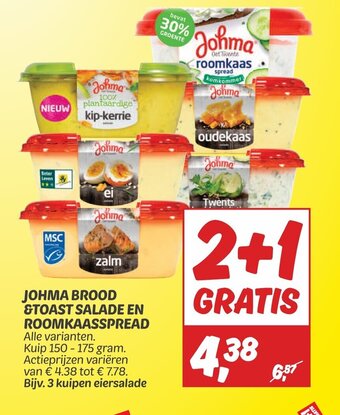 Dekamarkt JOHMA BROOD &TOAST SALADE EN ROOMKAASSPREAD aanbieding