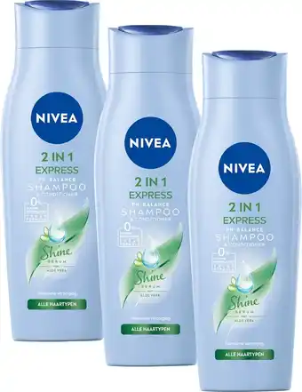 Bol.com Nivea 2-in-1 care express shampoo & conditioner- 3 x 250 ml - voordeelverpakking aanbieding