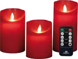 Intratuin Led kaars rustiek 3 stuks met afstandsbediening rood aanbieding