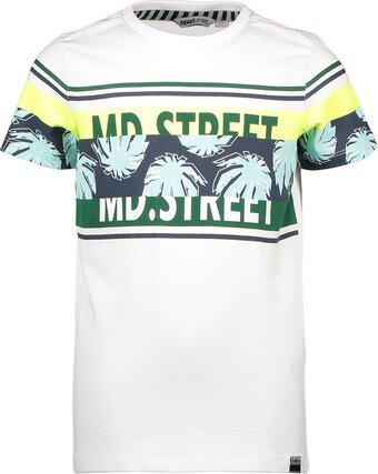 Bol.com Moodstreet jongens t-shirt met print op de borst en mouw - white - maat 110/116 aanbieding