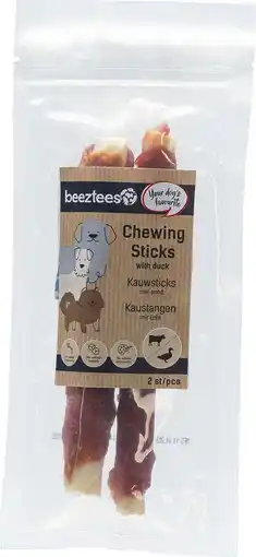 Intratuin Beeztees kauwstick rund met eend 15 cm 2 stuks aanbieding